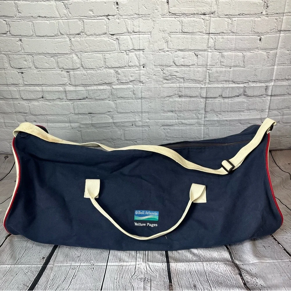 Vintage Bell Atlantic Yellow Pages Duffle Bag Equipment Blue Canvas Tote Phone